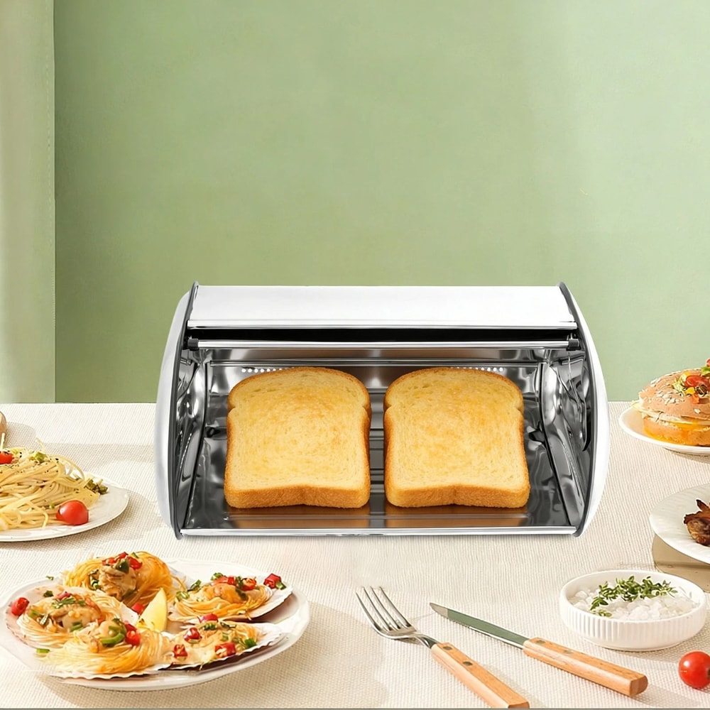 Premium Stainless Steel Bread Box Modern Kitchen Counter Bread Bin Bread Storage Container 8