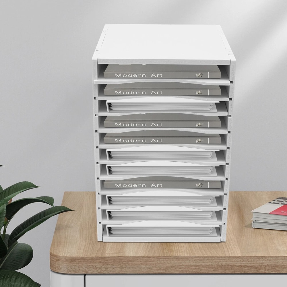 Premium Vertical Desktop Organizer Paper Storage Holder Compartment Office File Sorter For Desk 2