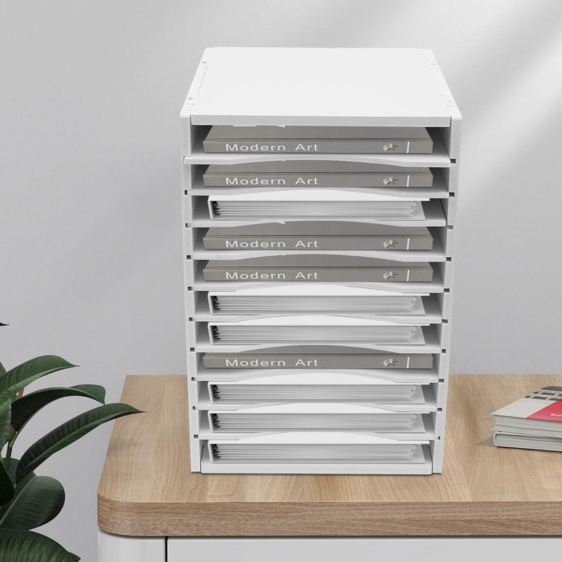 Premium Vertical Desktop Organizer Paper Storage Holder Compartment Office File Sorter For Desk 2