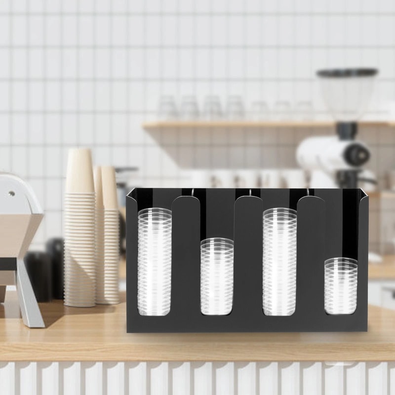 Countertop Cup Lid Organizer Coffee Station Cup Holder 4 Partition Durable Dispenser 5