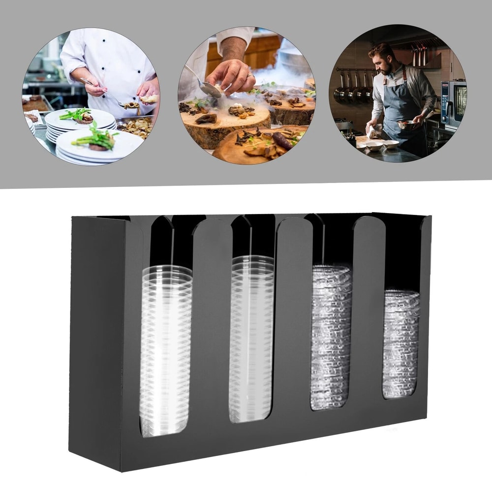 Countertop Cup Lid Organizer Coffee Station Cup Holder 4 Partition Durable Dispenser 6