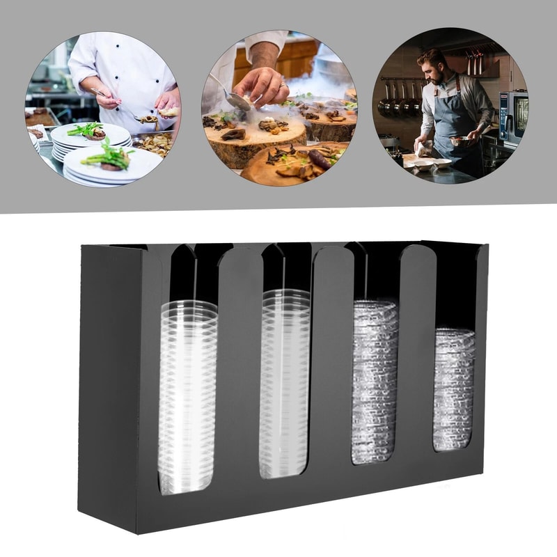 Countertop Cup Lid Organizer Coffee Station Cup Holder 4 Partition Durable Dispenser 6