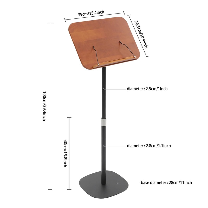 Height Adjustable Floor Book Music Stand Floor Lectern Premium Adjustable Book Stand 12