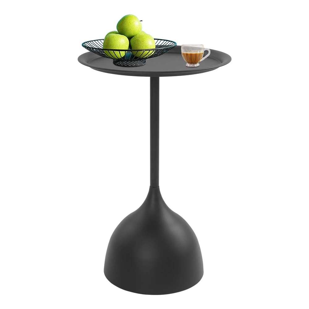 Modern Black Metal Side Table Stylish Round Bedside Living Room Accent Table 4