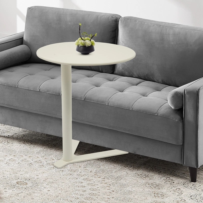 Stylish Modern Side Table With Y Base Round End Table For Small Spaces Couch 9