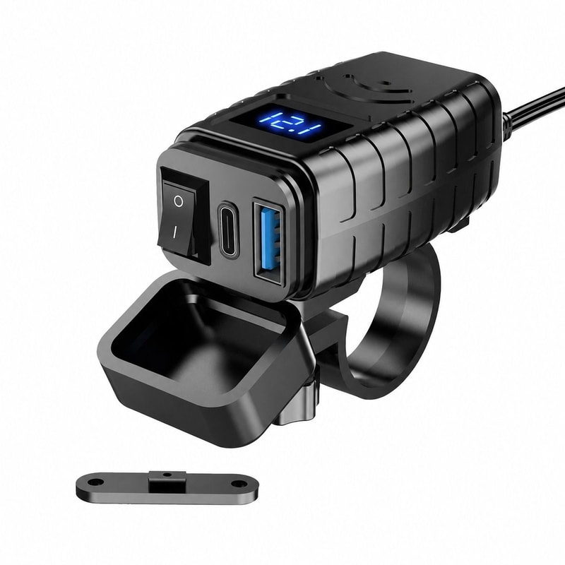 Premium Motorcycle USB Charger W Quick Charge Waterproof Dual USB 0