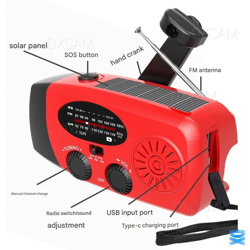 Portable Survival Solar Hand Crank AMFM Weather Radio Flashlight 1
