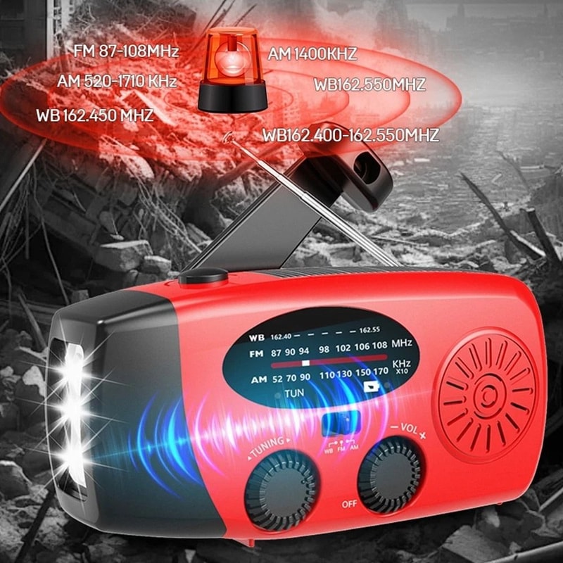 Portable Survival Solar Hand Crank AMFM Weather Radio Flashlight 2
