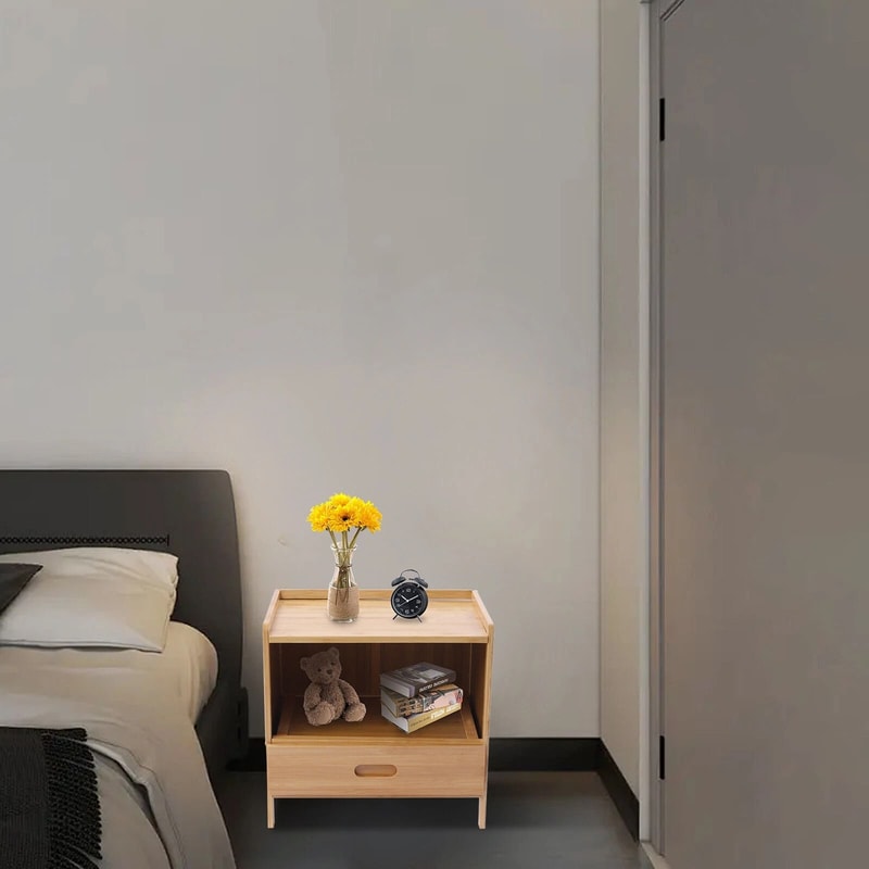 Modern Nightstand With Drawer And Storage Bedroom End Table 0