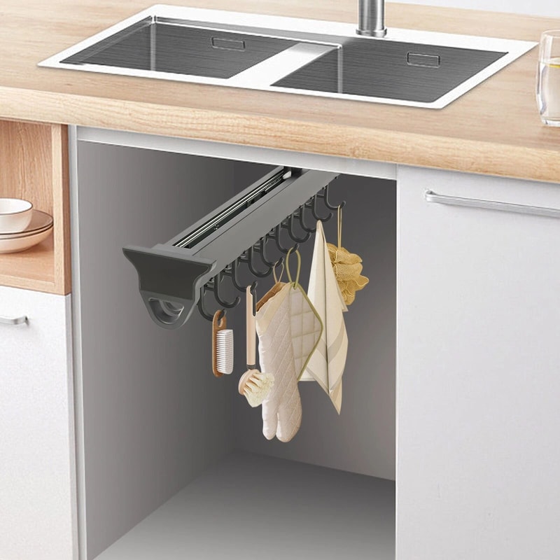 Heavy Duty Broom Storage Rack Wall Organizer Hooks 20 Hook Pull Out Cleaning Tool Rack 12