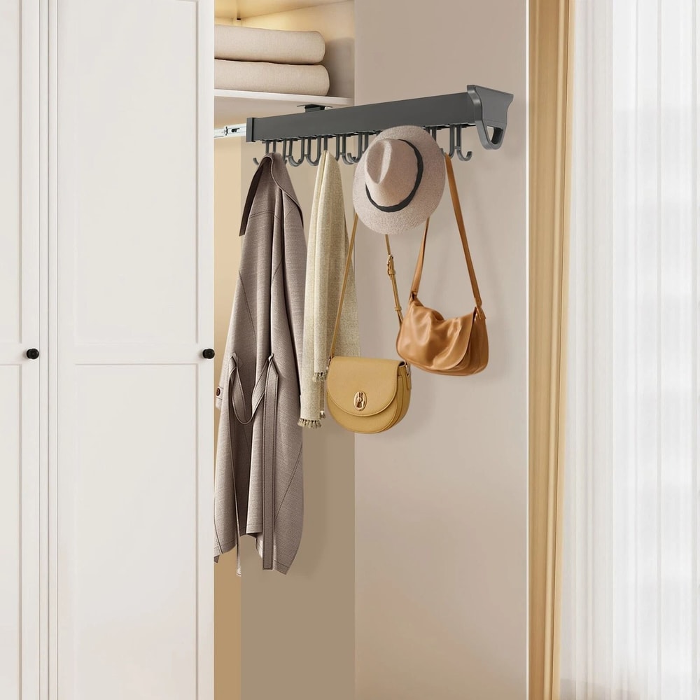 Heavy Duty Broom Storage Rack Wall Organizer Hooks 20 Hook Pull Out Cleaning Tool Rack 13