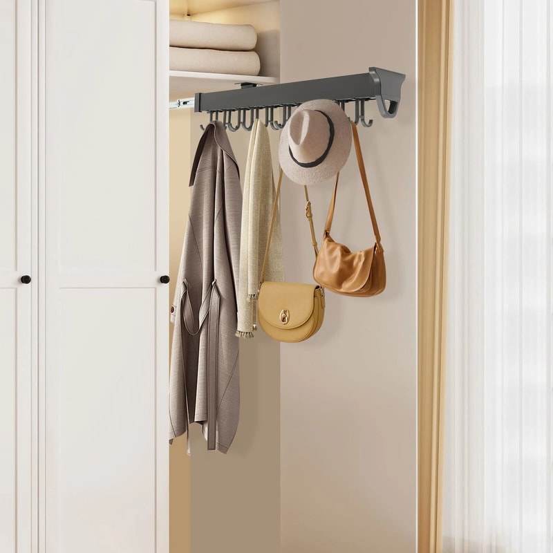 Heavy Duty Broom Storage Rack Wall Organizer Hooks 20 Hook Pull Out Cleaning Tool Rack 13
