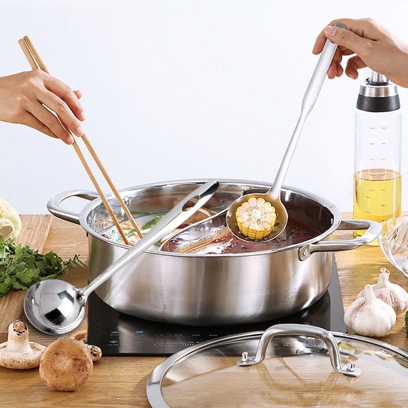 Premium Stainless Steel Hot Pot Dual Sided Shabu Pot With Lid For Flavorful Cooking 1