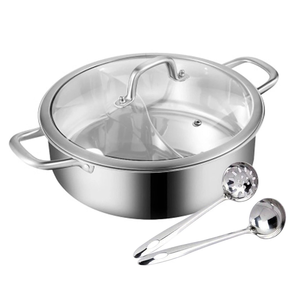 Premium Stainless Steel Hot Pot Dual Sided Shabu Pot With Lid For Flavorful Cooking 7