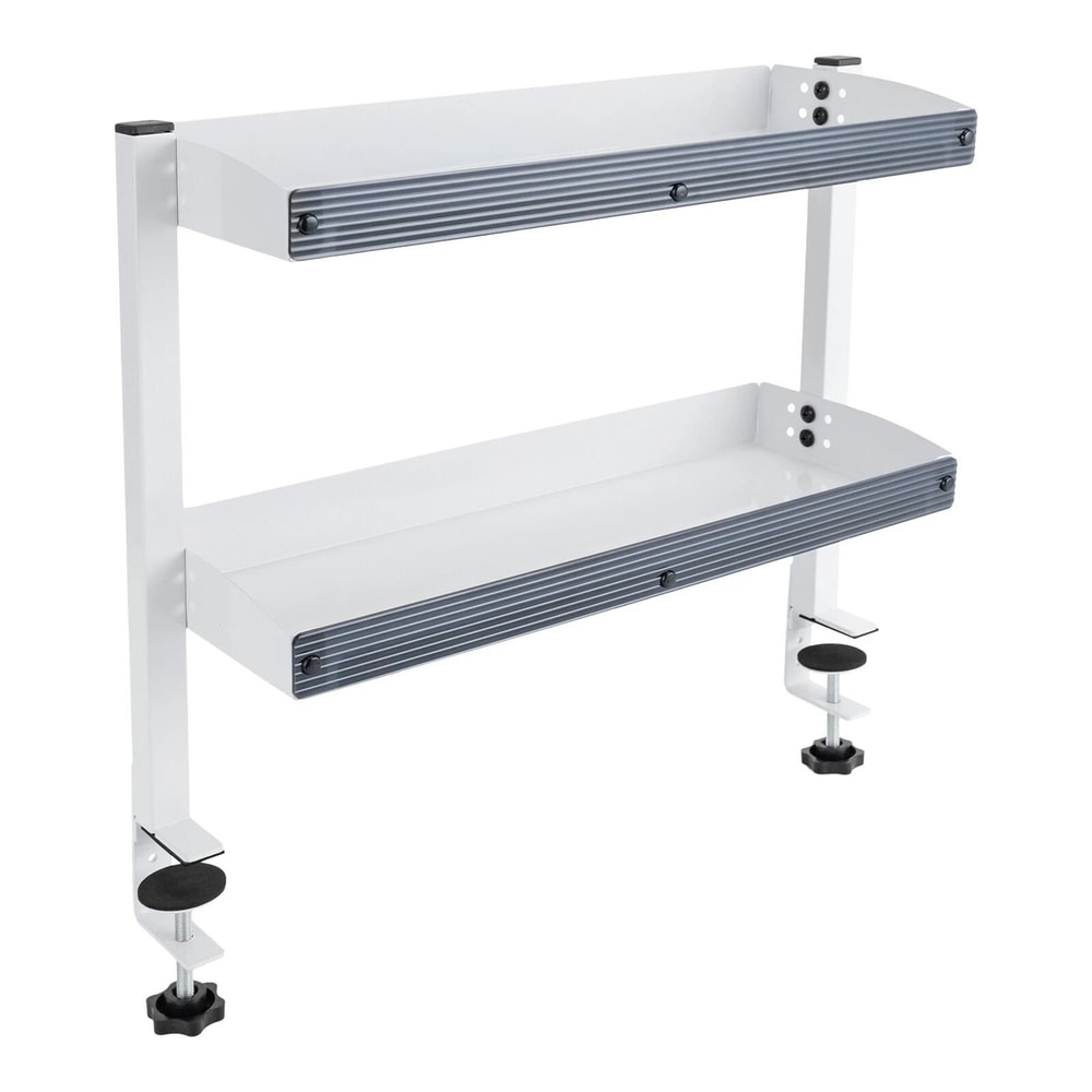 Adjustable Desk Shelf Organizer 2 Tier Clamp On White Space Saving Storage 11