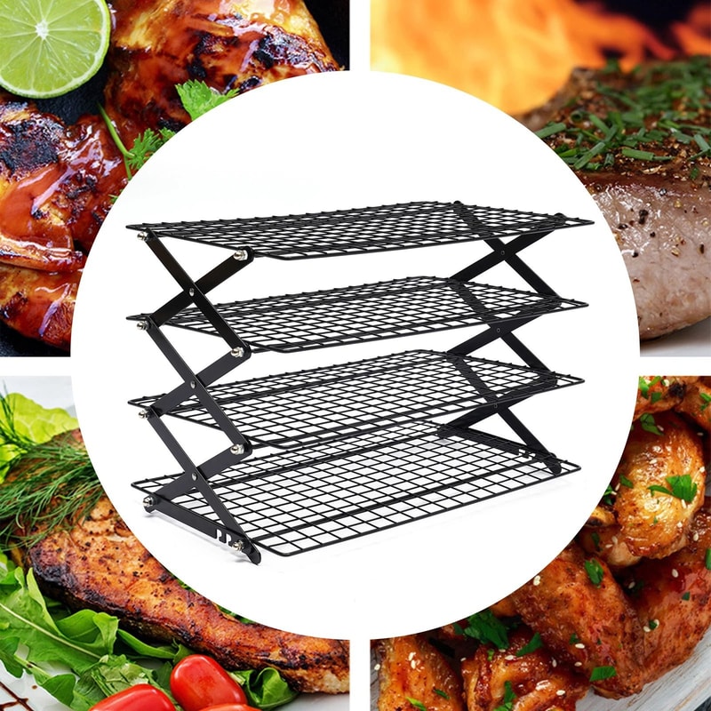 Premium 4 Tier Collapsible Cooling Rack Stackable Baking Cookie Cooling Rack 12