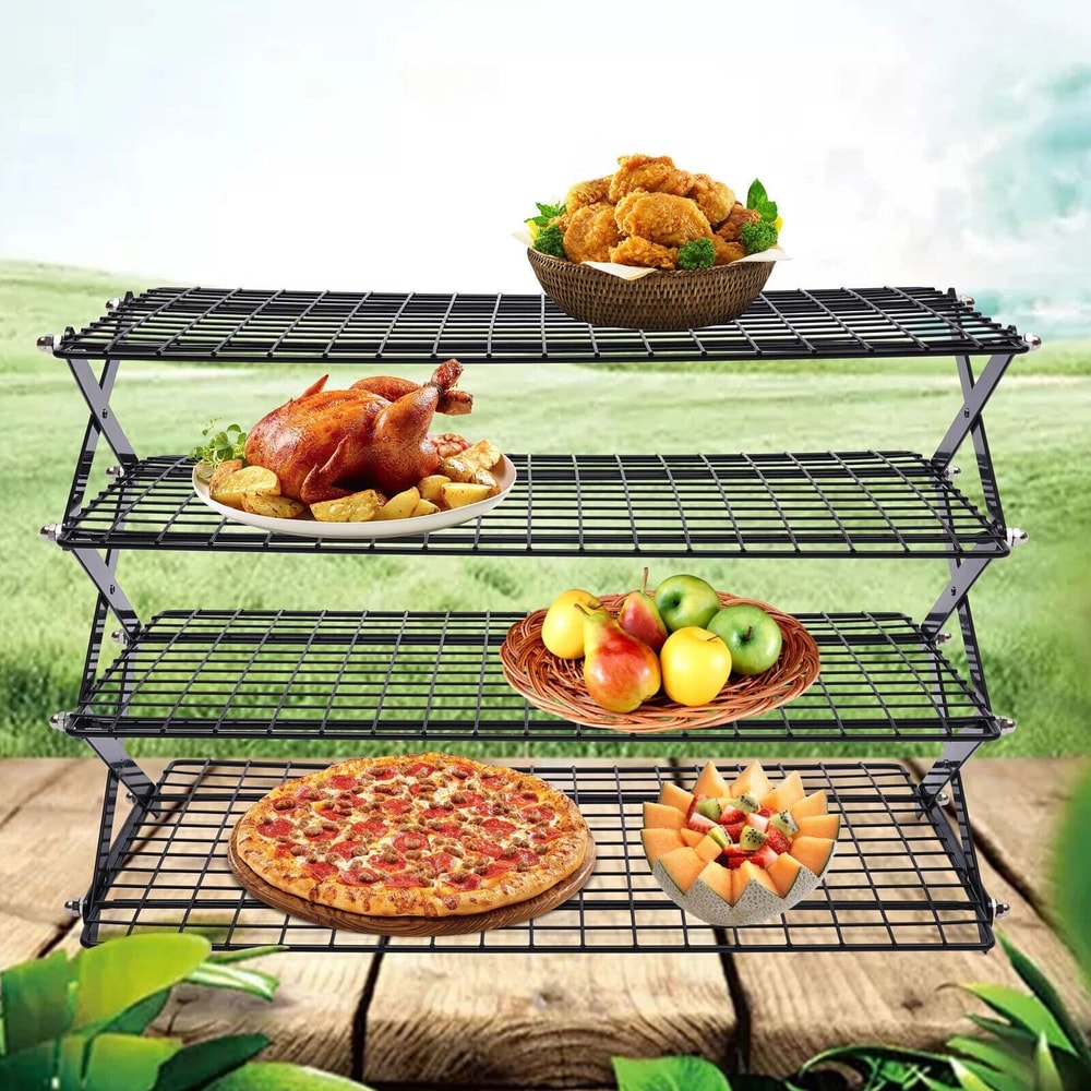 Premium 4 Tier Collapsible Cooling Rack Stackable Baking Cookie Cooling Rack 14