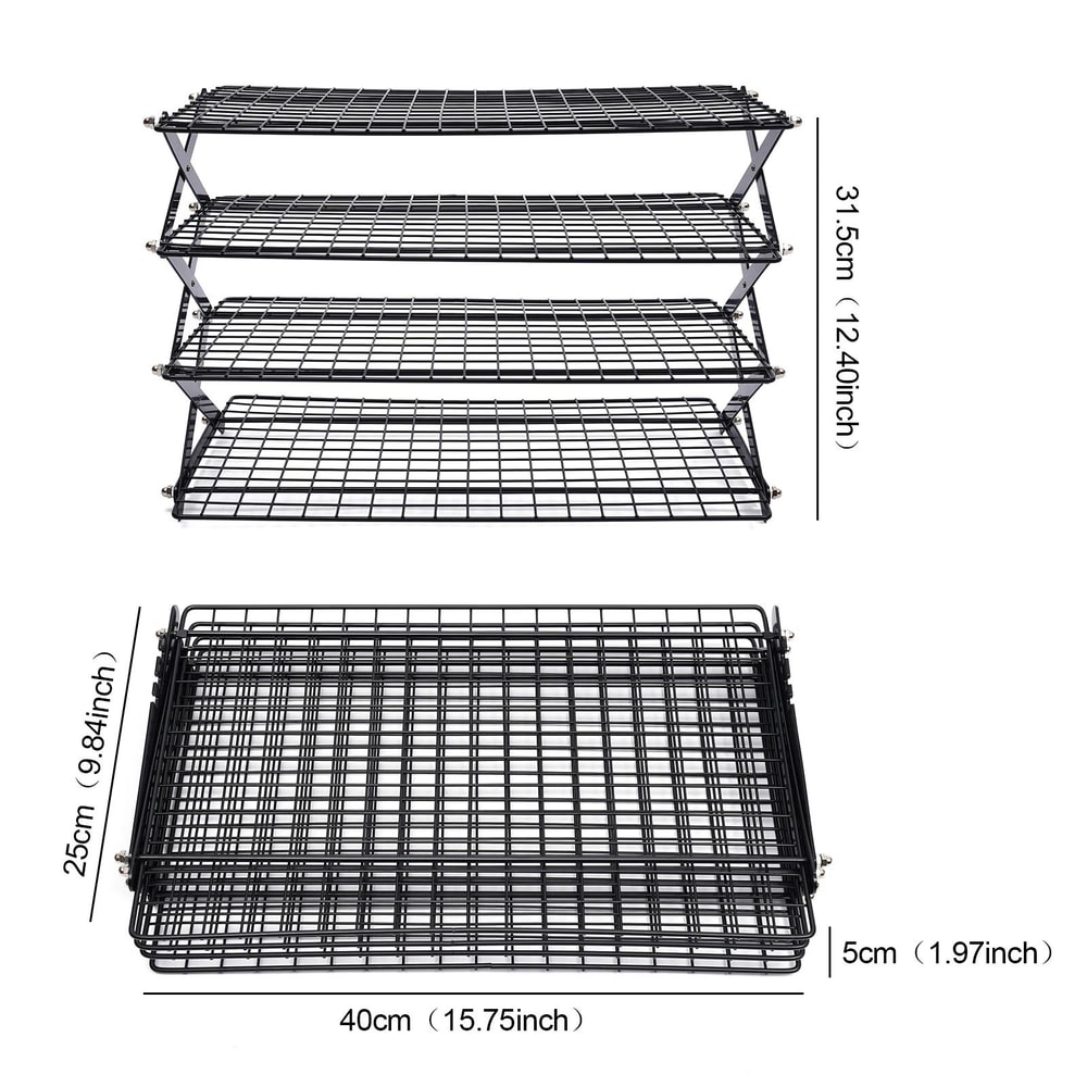 Premium 4 Tier Collapsible Cooling Rack Stackable Baking Cookie Cooling Rack 8