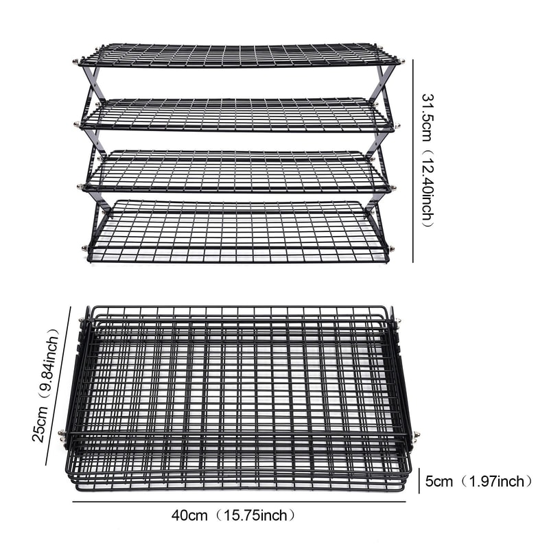 Premium 4 Tier Collapsible Cooling Rack Stackable Baking Cookie Cooling Rack 8