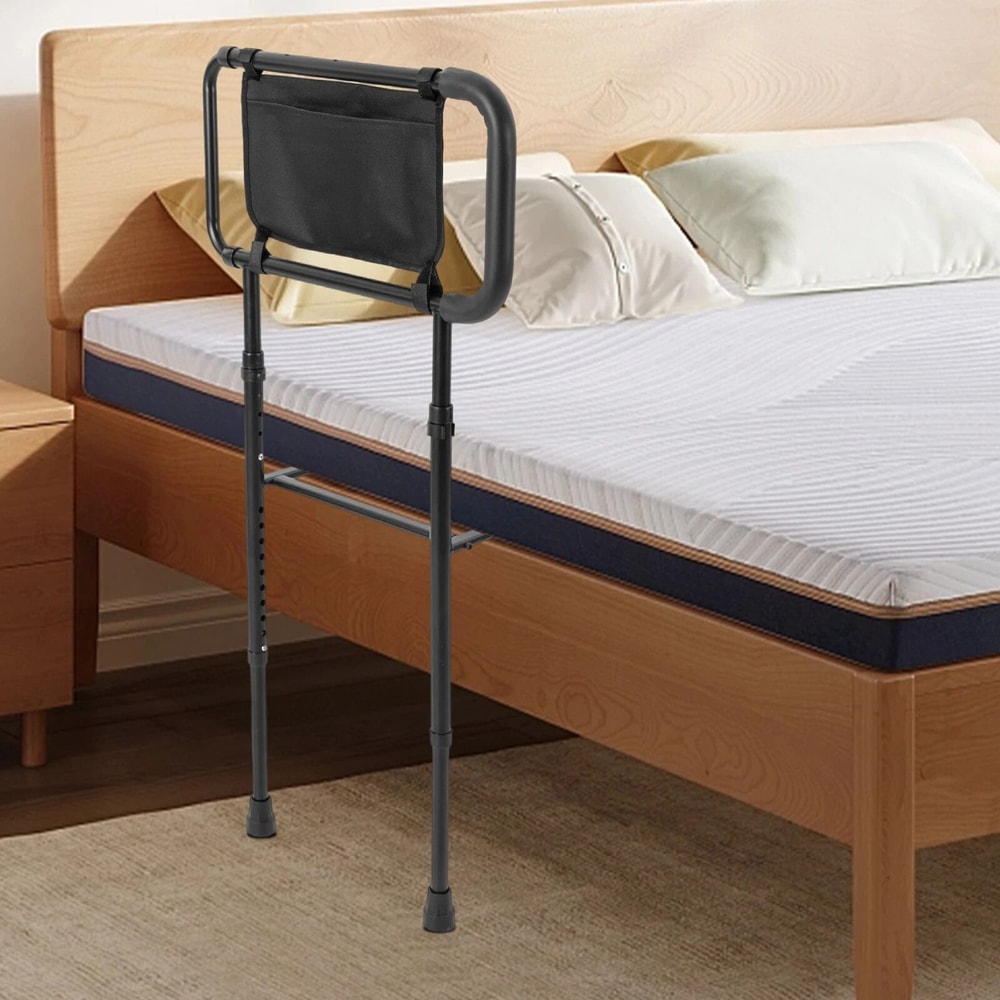 Adjustable Bed Assist Bar Bedside Rail With Storage Pocket For Safer Mobility 5