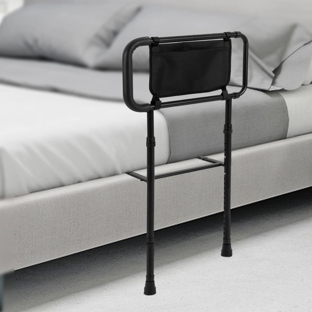 Adjustable Bed Assist Bar Bedside Rail With Storage Pocket For Safer Mobility 7