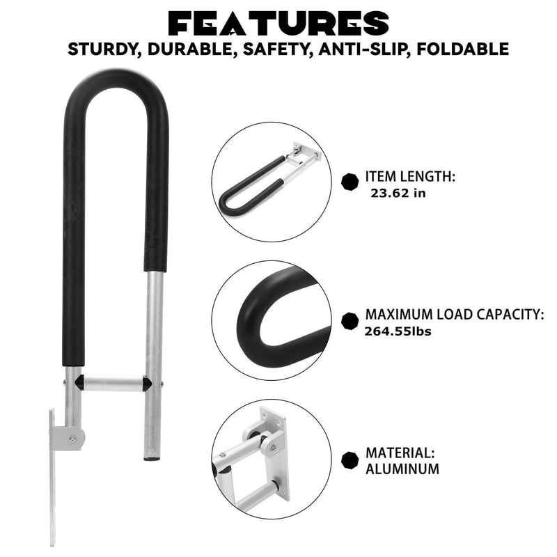 Premium Wall Mounted Toilet Safety Rail Bathroom Grab Bar For Seniors Elderly Disabled Support 1