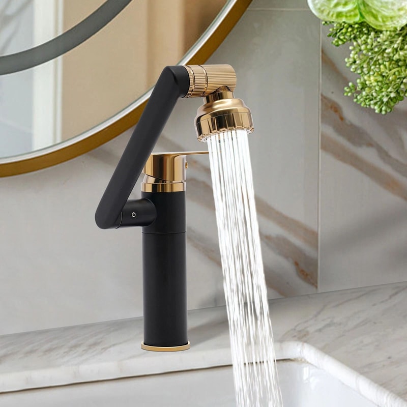 Modern Waterfall Bathroom Faucet Single Handle Vanity Mixer Dual Function 0
