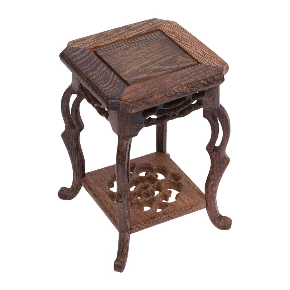 Hand Carved Square Bonsai Display Stand Oriental Tree Root Base 5