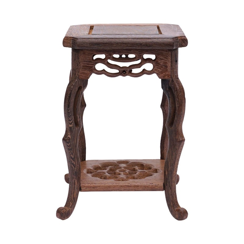 Hand Carved Square Bonsai Display Stand Oriental Tree Root Base 8