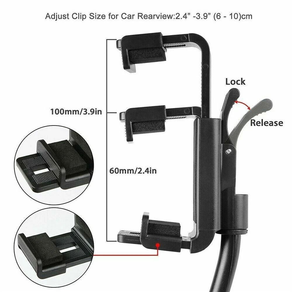 Universal 360 Car Phone Mount Rearview Mirror Holder For GPS 3