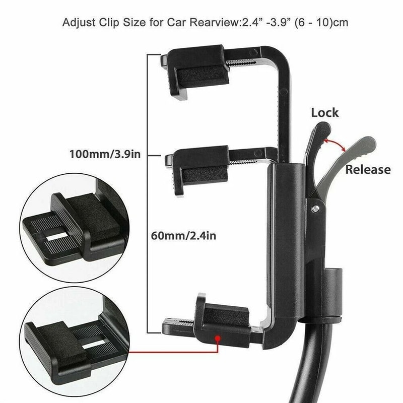 Universal 360 Car Phone Mount Rearview Mirror Holder For GPS 3