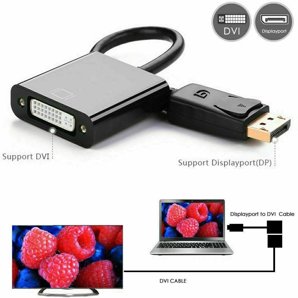 Premium DisplayPort To DVI Adapter Cable Laptop PC Video Converter 4