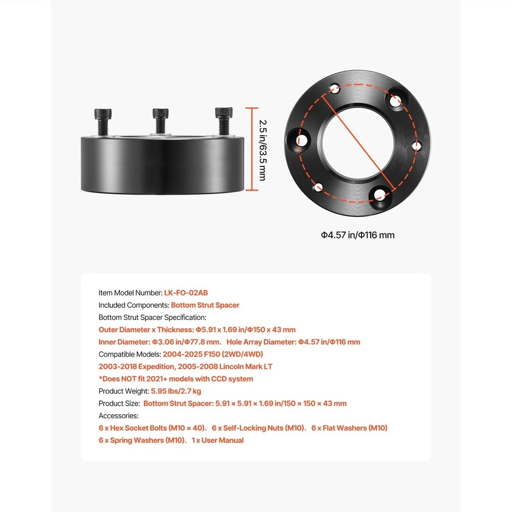 Premium Front Leveling Kit Strut Spacers For Ford Expedition 6