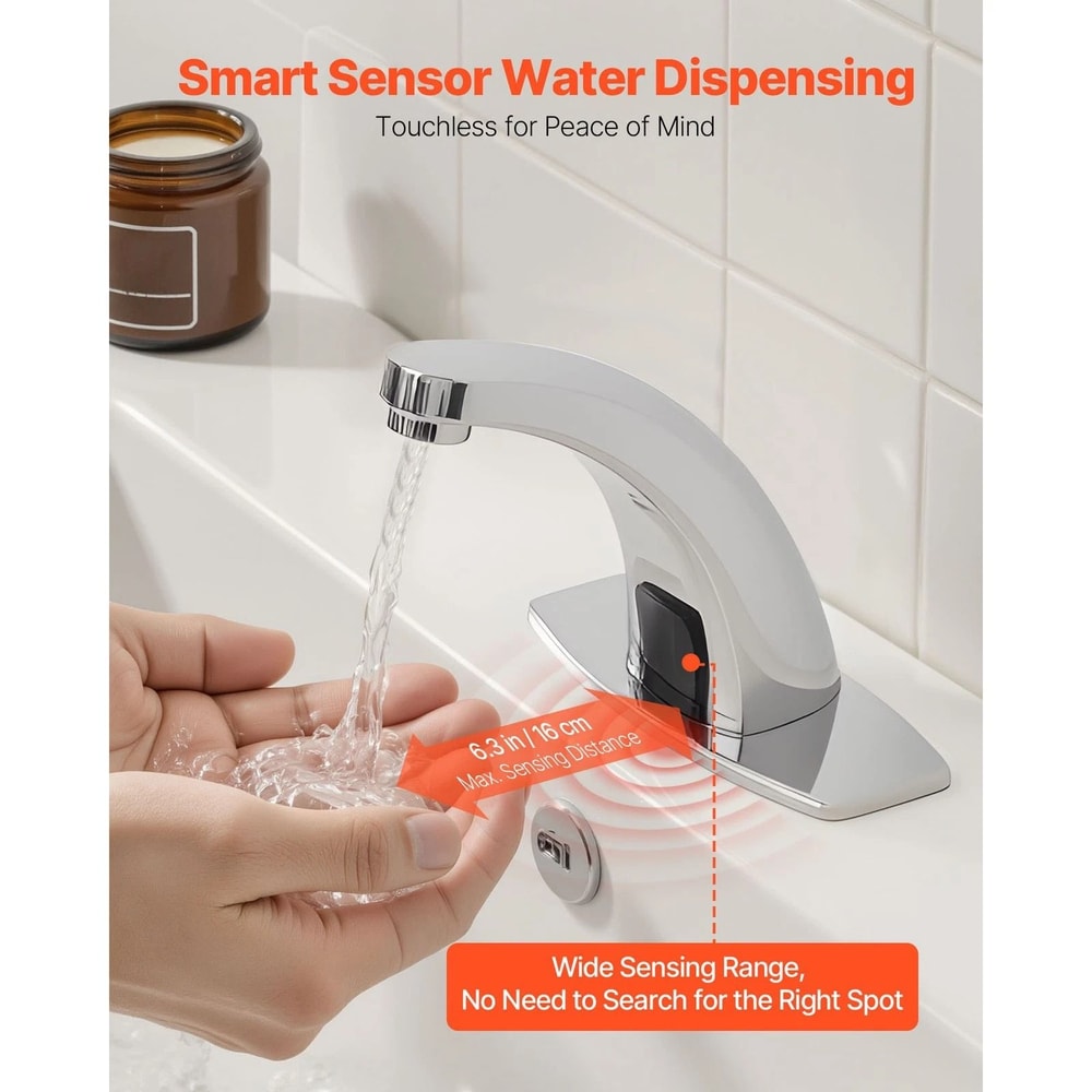 Premium Touchless Bathroom Faucet With Motion Sensor Chrome Sensor Faucet Hands Free Automatic Bath 7
