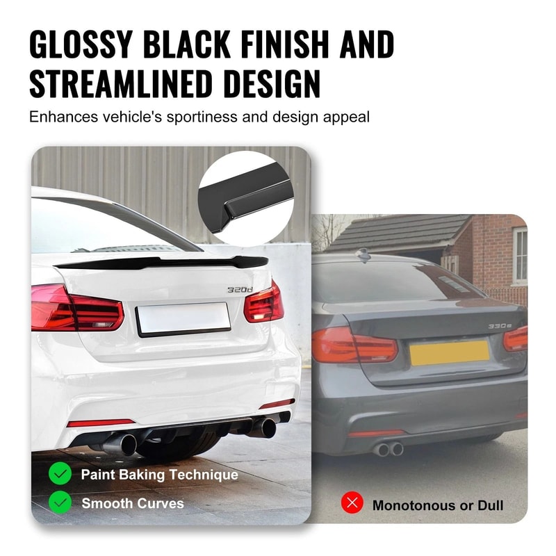 Performance Gloss Black Rear Trunk Spoiler For BMW Series Sedan 9