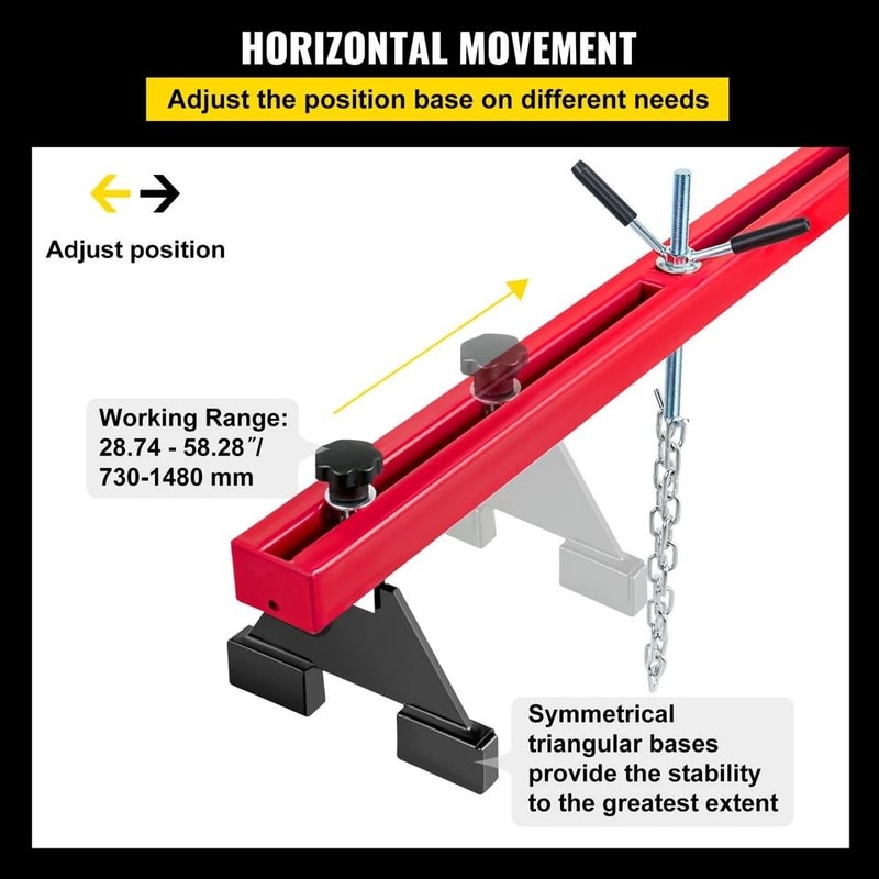 Heavy Duty Engine Transmission Support Bar Transverse Lifter With Dual Hook Motor Hoist Support 7