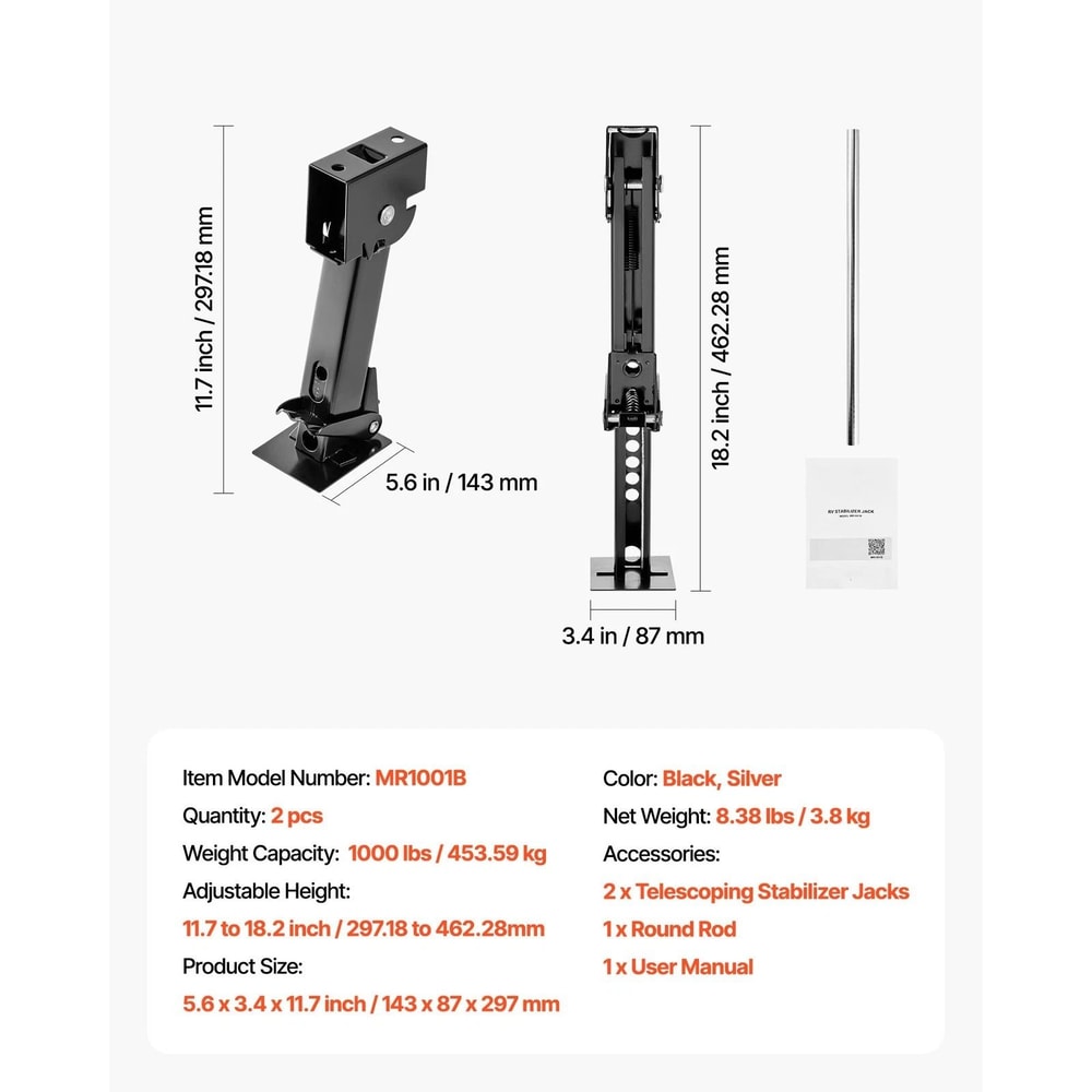 Premium Telescoping Stabilizer Jack Pair Adjustable RV Stabilizer Jacks For Trailer Support 6