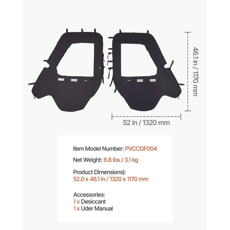 Premium Soft UTV Cab Doors Kit For Hisun Durable Weather Protection Easy Zipper Enclosure 6