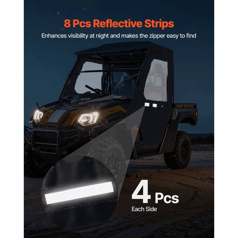 Premium Soft UTV Cab Doors Kit For Hisun Durable Weather Protection Easy Zipper Enclosure 7