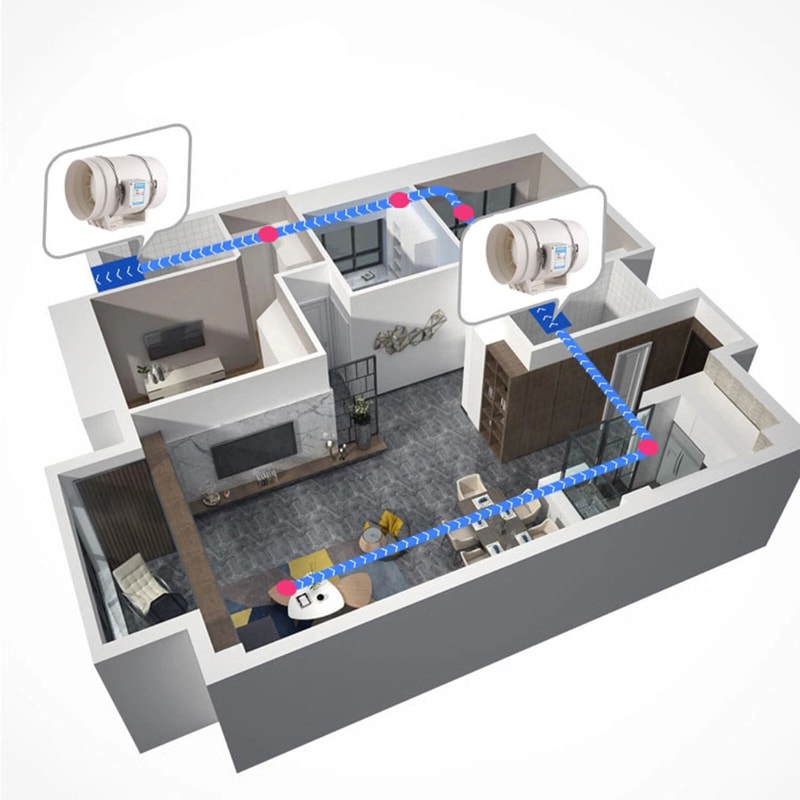 High Efficiency Inline Duct Fan Mixed Flow Ventilation Fan System 4