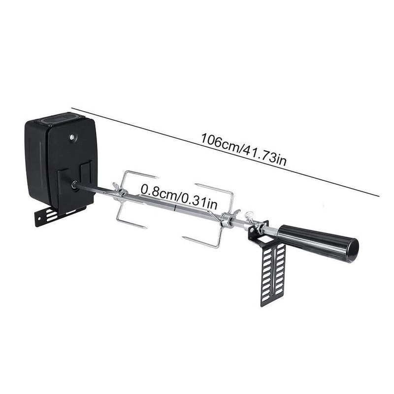 Premium Stainless BBQ Rotisserie Kit With Forks Rods Battery Powered Motor 10