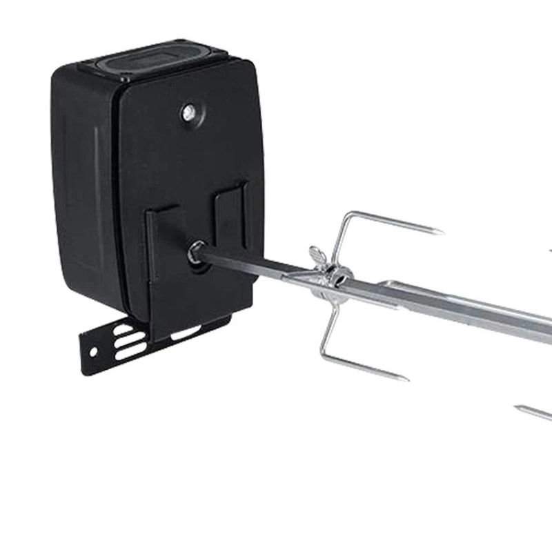 Premium Stainless BBQ Rotisserie Kit With Forks Rods Battery Powered Motor 6