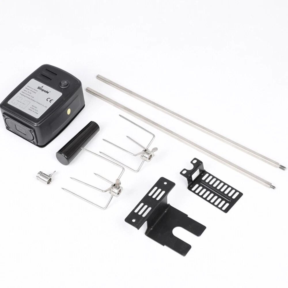 Premium Stainless BBQ Rotisserie Kit With Forks Rods Battery Powered Motor 8