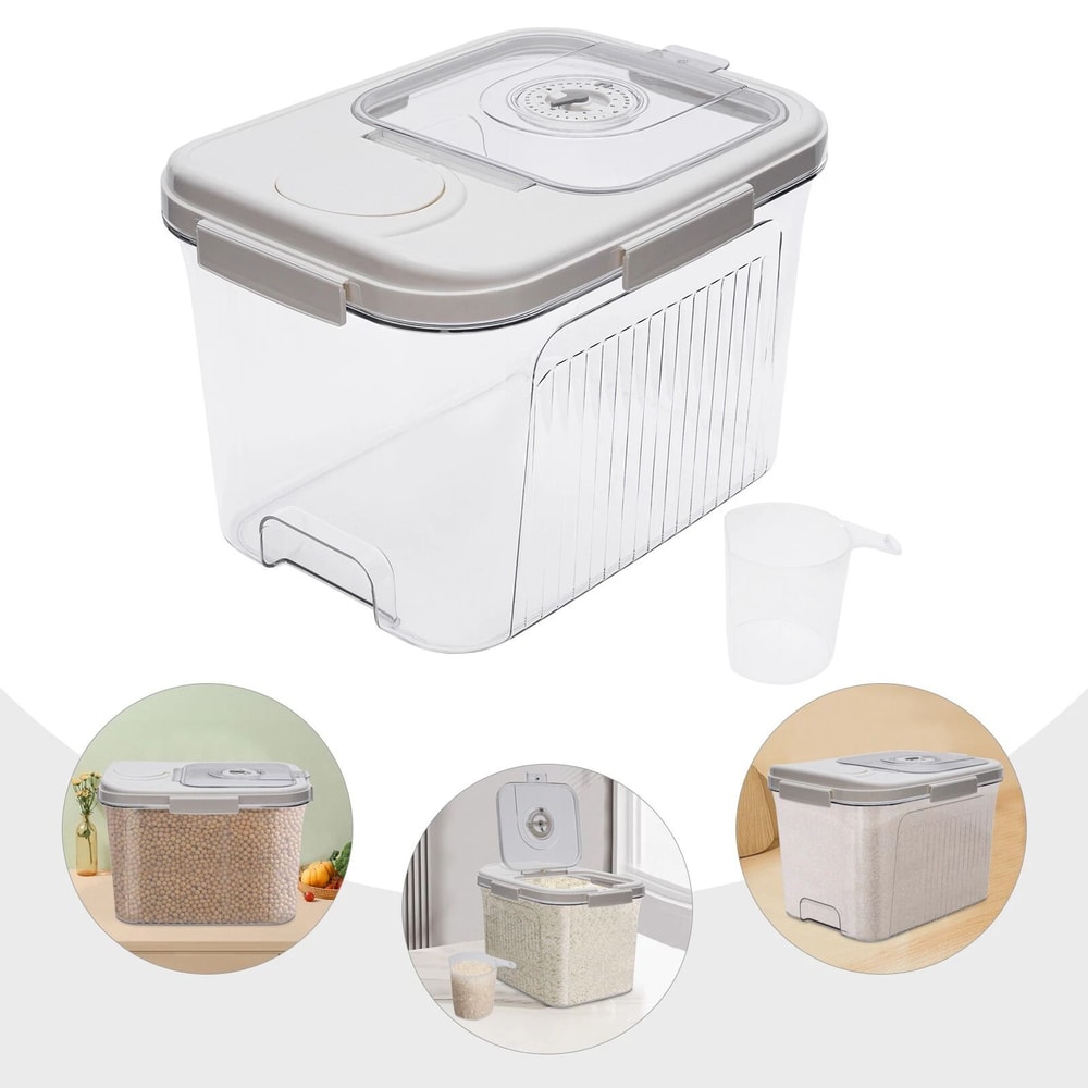 Premium Rice Dispenser Storage Container Airtight Dry Food Grain Organizer With Measuring Cup 12