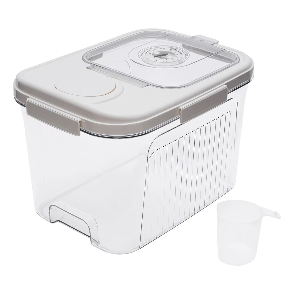 Premium Rice Dispenser Storage Container Airtight Dry Food Grain Organizer With Measuring Cup 9