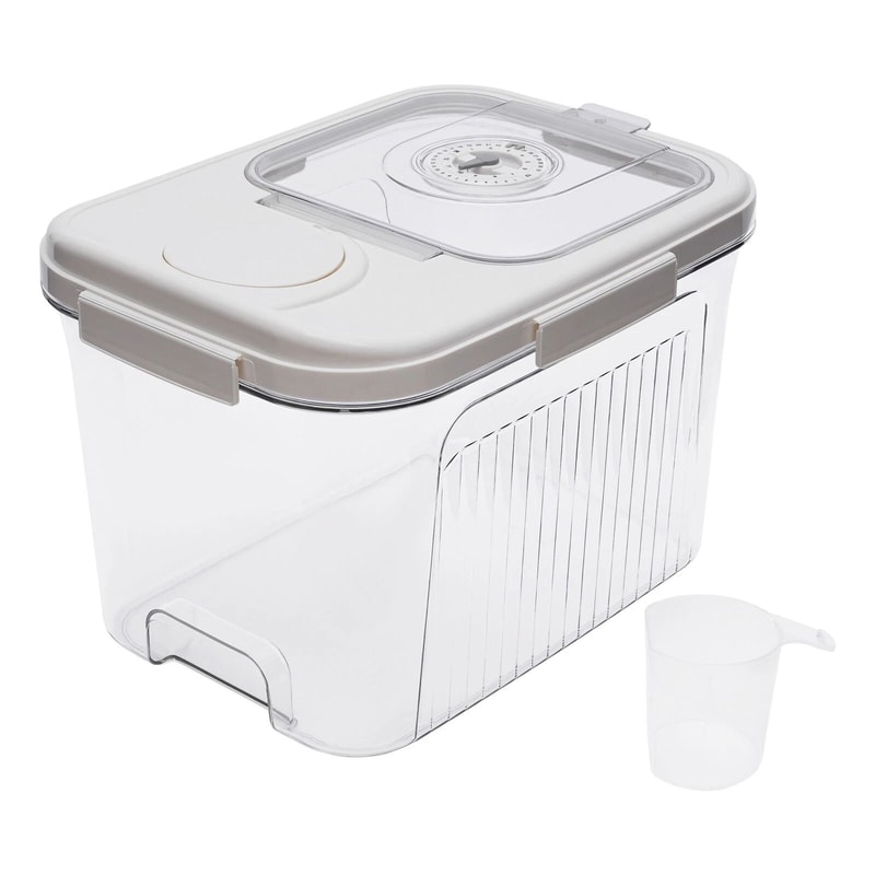 Premium Rice Dispenser Storage Container Airtight Dry Food Grain Organizer With Measuring Cup 9