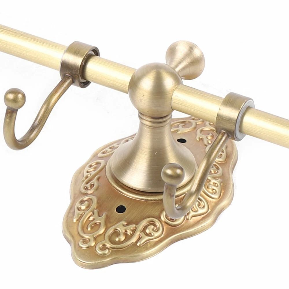 Elegant Vintage Brass Wall Mounted Towel Shelf Towel Bar Rack With Hooks 1