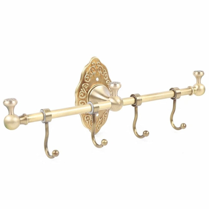 Elegant Vintage Brass Wall Mounted Towel Shelf Towel Bar Rack With Hooks 3