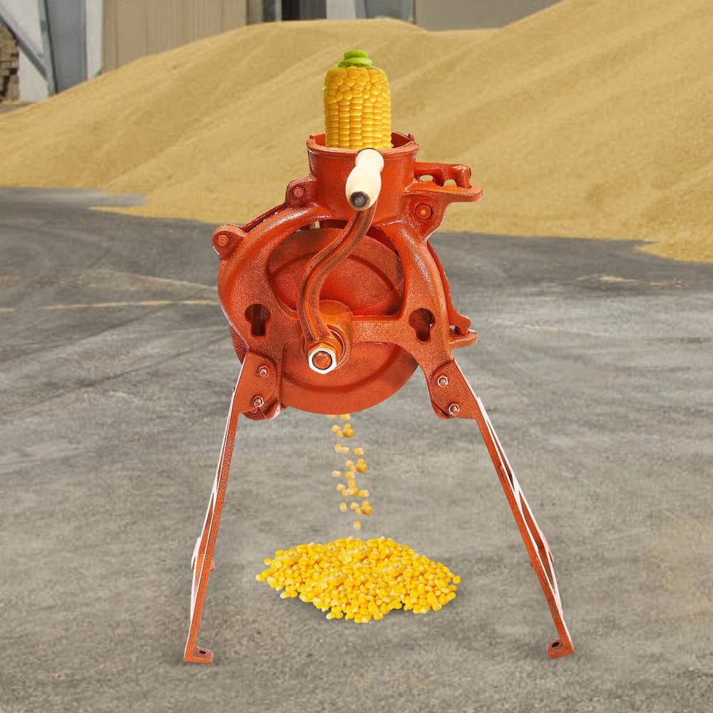 Heavy Duty Manual Farm Corn Sheller Machine Cast Iron Wood Hand Crank Shelling Tool 10