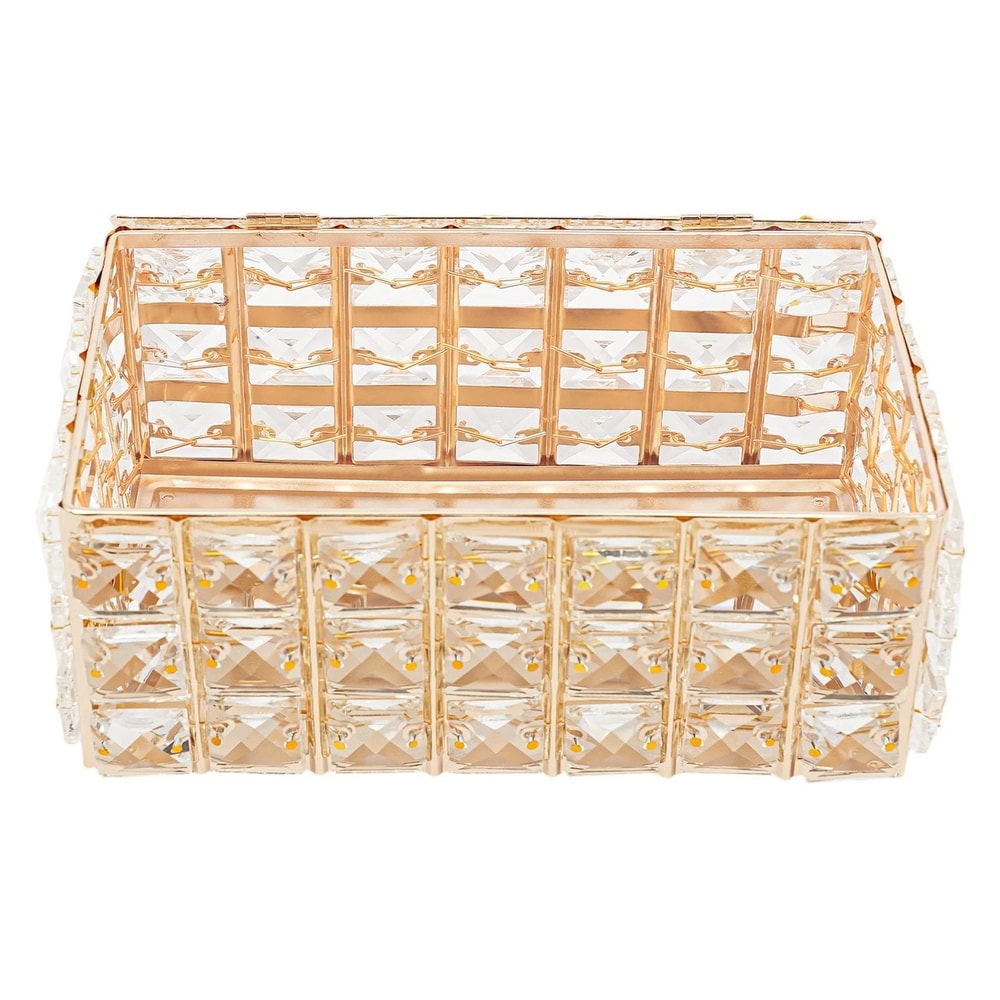Premium Crystal Tissue Box Cover Napkin Dispenser Organizer With Paper Storage 1